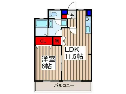 ラ・ティーダ戸田公園(1LDK/2階)の間取り写真