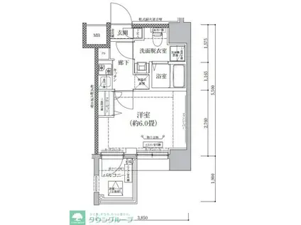 ルフレグランデ新川崎(1K/9階)の間取り写真
