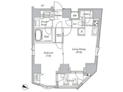 CASA SPLENDIDO LA PLUS 元赤坂(1LDK/11階)の間取り写真