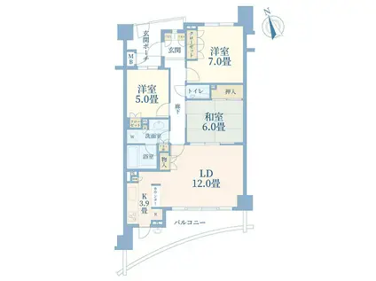 セ・パルレ中央林間六番館(3LDK/10階)の間取り写真