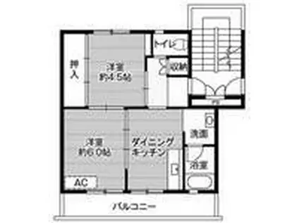 ビレッジハウス阿波根(2DK/5階)の間取り写真