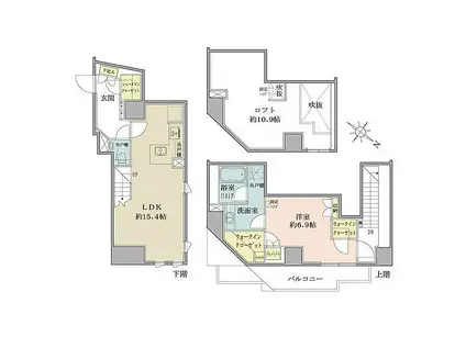 ザ・パークハビオ目黒フォート(1LDK/5階)の間取り写真