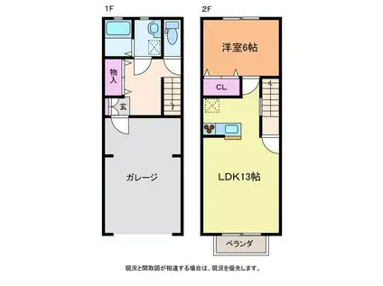 ココモときめき東(1LDK/1階)の間取り写真