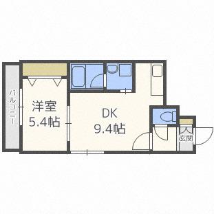 シャリテ元町(1LDK/2階)の間取り写真