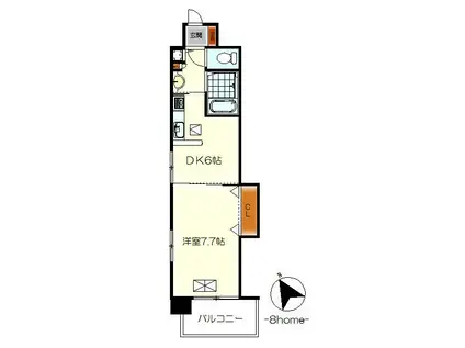 ルネス呉中央(1DK/11階)の間取り写真