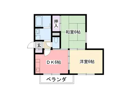 メゾン上甲子園(2DK/2階)の間取り写真