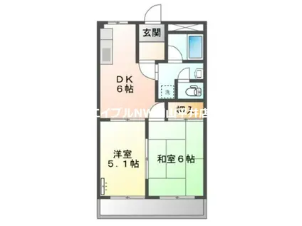 フレンディセキ(2DK/1階)の間取り写真