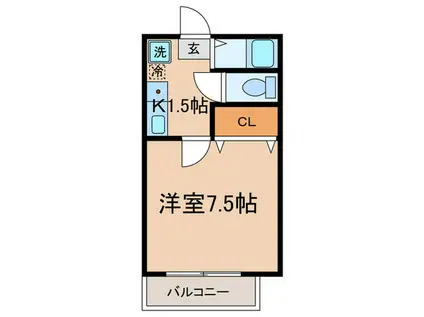 エステート97(1K/1階)の間取り写真