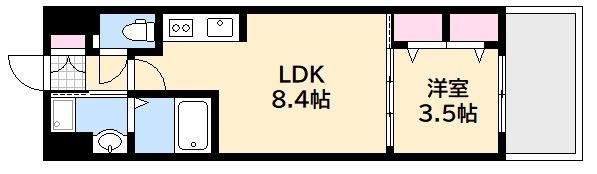 S-RESIDENCE空港通AWESOME(1LDK/8階)の間取り写真