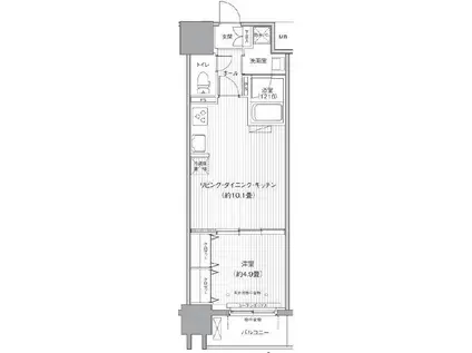 ダイイチフレア川崎(1LDK/10階)の間取り写真