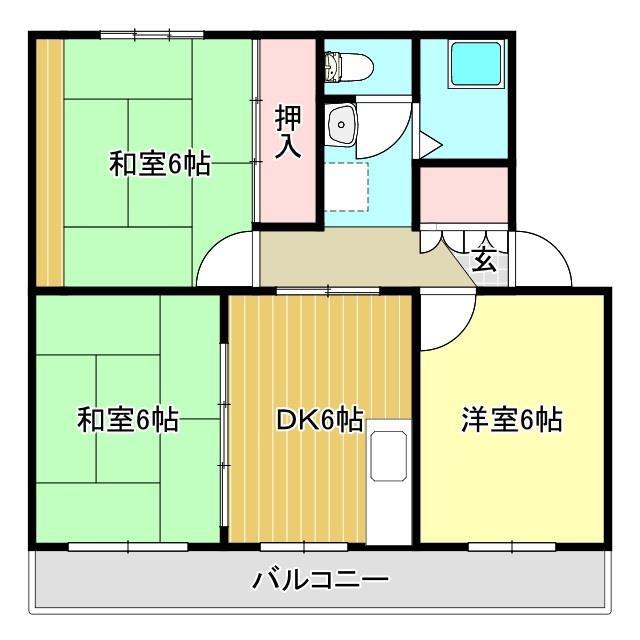 サクセスコート(3DK/2階)の間取り写真
