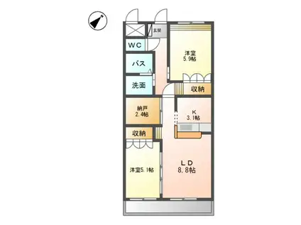 サンライズ(2LDK/2階)の間取り写真