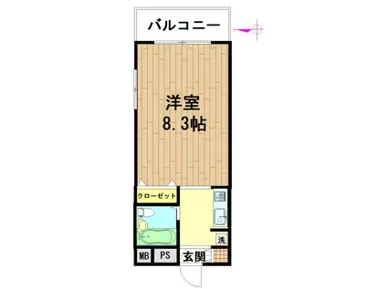 三鷹南シティハウス(1K/6階)の間取り写真