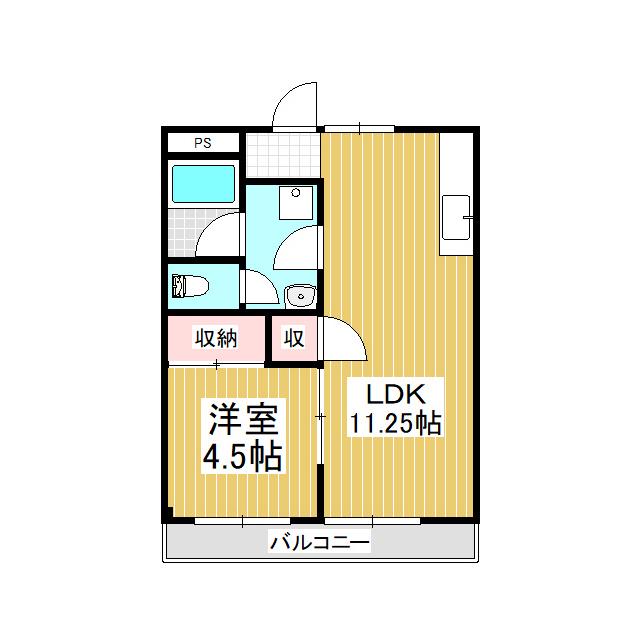 宮の前ハイツむらせ(1LDK/1階)の間取り写真