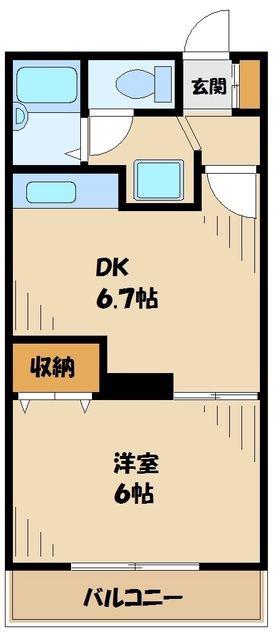 ダイヤガーデン(1DK/2階)の間取り写真