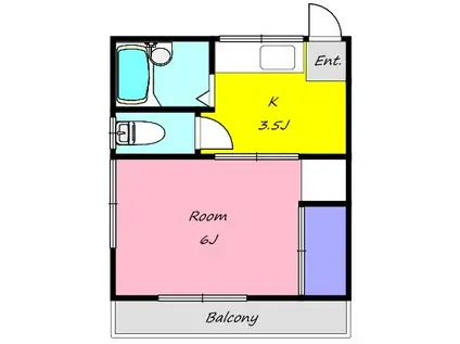 第一北野荘A棟(1K/2階)の間取り写真