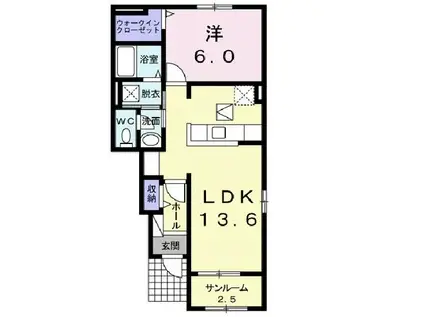 ラ・メゾン・リアンジュ I(1LDK/1階)の間取り写真