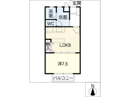 サンテラスたいむ(1LDK/1階)の間取り写真