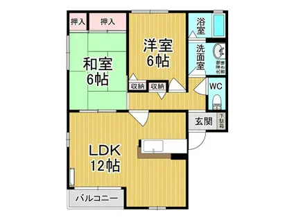 ラフォーレ・いずみ野 B棟(2LDK/2階)の間取り写真