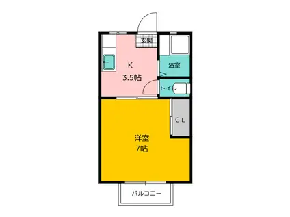 森藤ハイツ(1K/2階)の間取り写真
