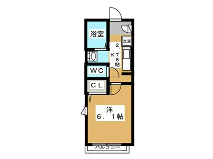 メゾン・ド・テイトII(1K/2階)の間取り写真