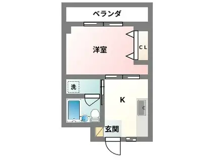 オアシスコンドミニアムあらかき(1K/3階)の間取り写真