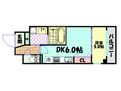 BRAVI南堀江(1DK/4階)の間取り写真