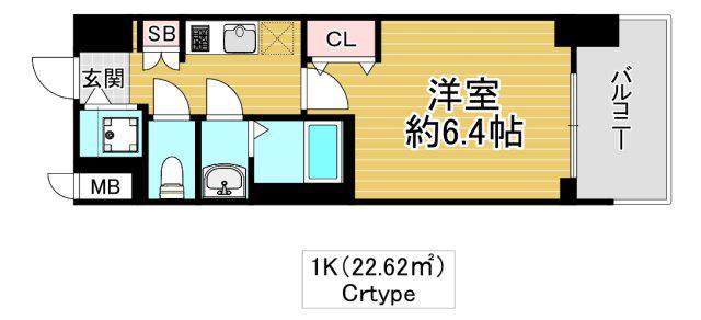 グランカーサ高井田(1K/9階)の間取り写真