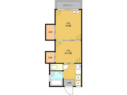 メゾン川口朝日I(2K/2階)の間取り写真