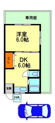 加茂の荘(1DK/1階)の間取り写真