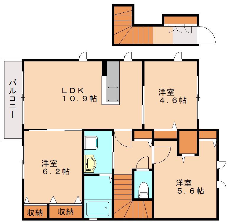 プロヌーブ前原 B棟(3LDK/2階)の間取り写真