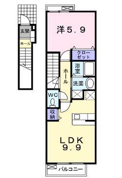 カルムメゾンM・Y(1LDK/2階)の間取り写真