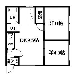ホワイトハウス411(2DK/1階)の間取り写真