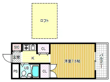 ペパーミント(1K/2階)の間取り写真
