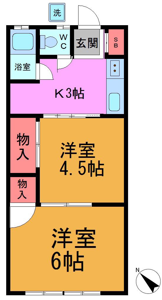 清和荘(2K/1階)の間取り写真