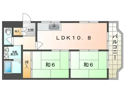 美之グリーンハイツ3(2LDK/2階)の間取り写真