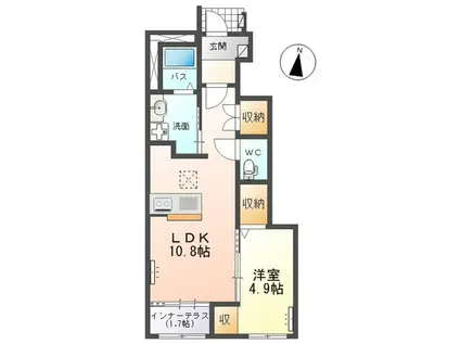 ソレイユII(1LDK/1階)の間取り写真