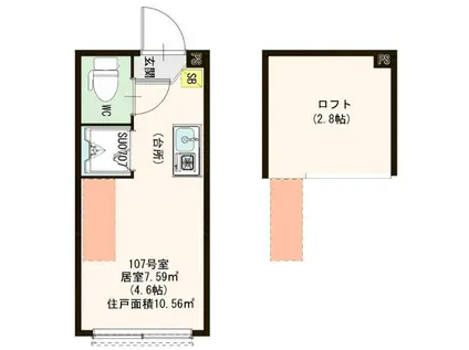 ハーモニーテラス南砂町(ワンルーム/1階)の間取り写真