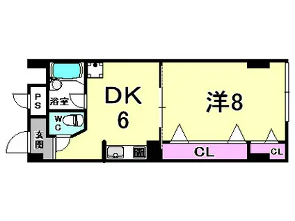 ヤマウラ77ビル(1DK/5階)の間取り写真