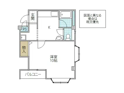 グランパルAZV(1K/3階)の間取り写真