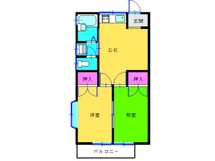 第12コーポ三京(2DK/2階)の間取り写真