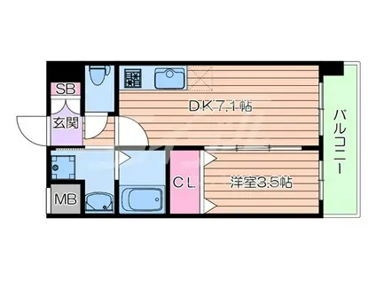 アンフィニXVIIマローネ(1DK/7階)の間取り写真