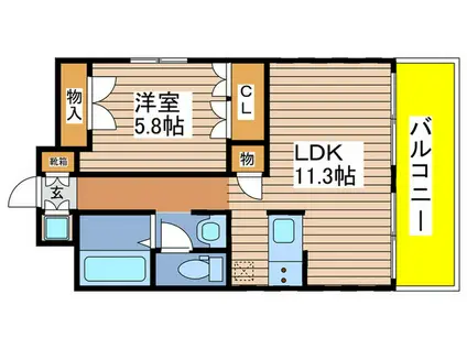 久屋パークサイドハウス(1LDK/12階)の間取り写真