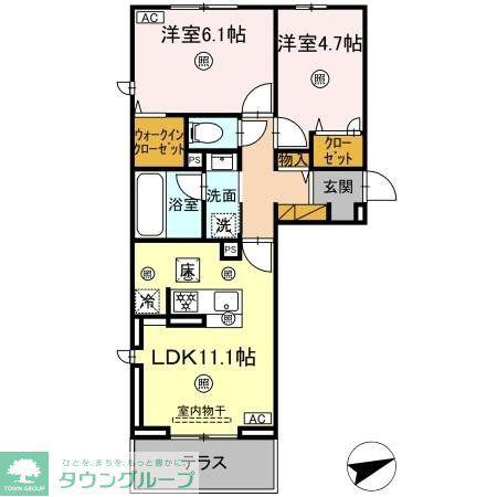 シャンティ(2LDK/1階)の間取り写真