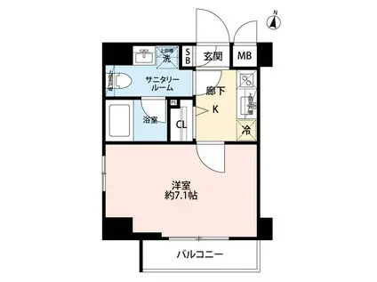 グランドコンシェルジュ恵比寿(1K/3階)の間取り写真