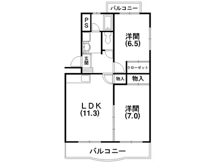 ハイムコターナII(2LDK/1階)の間取り写真