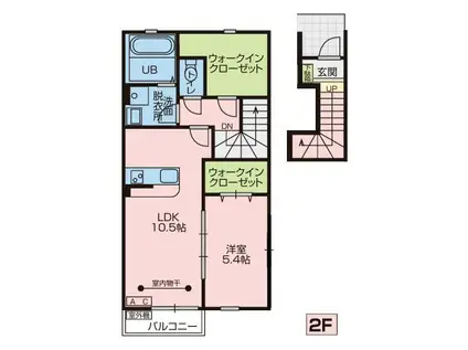 AZURA棟(1LDK/2階)の間取り写真