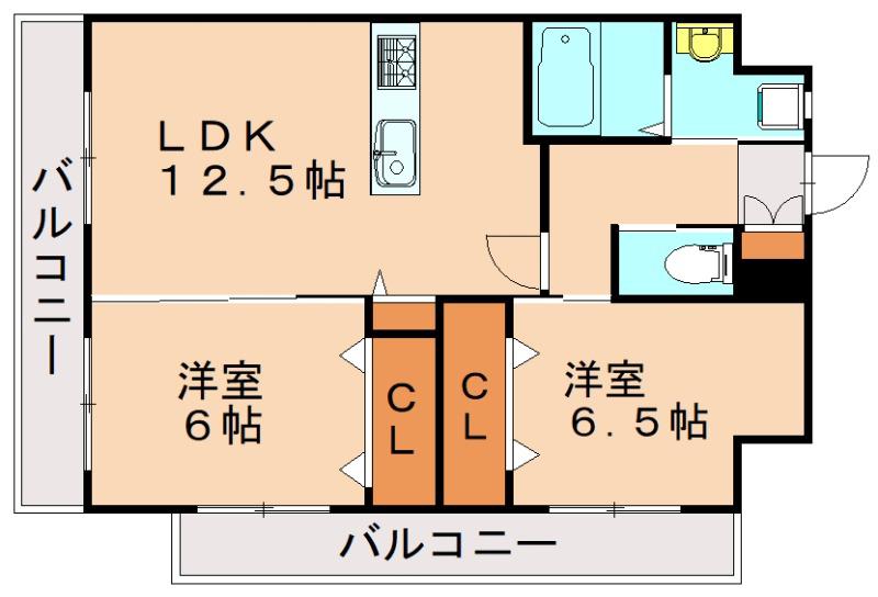 ギャラン穴生(2LDK/7階)の間取り写真