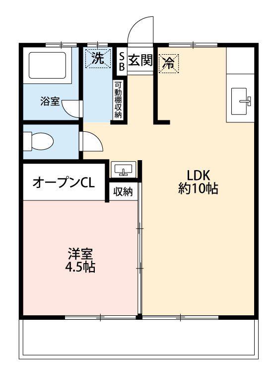 ミリオンハイツ(2DK/1階)の間取り写真