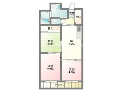 グローリーハイツ常盤(3DK/2階)の間取り写真